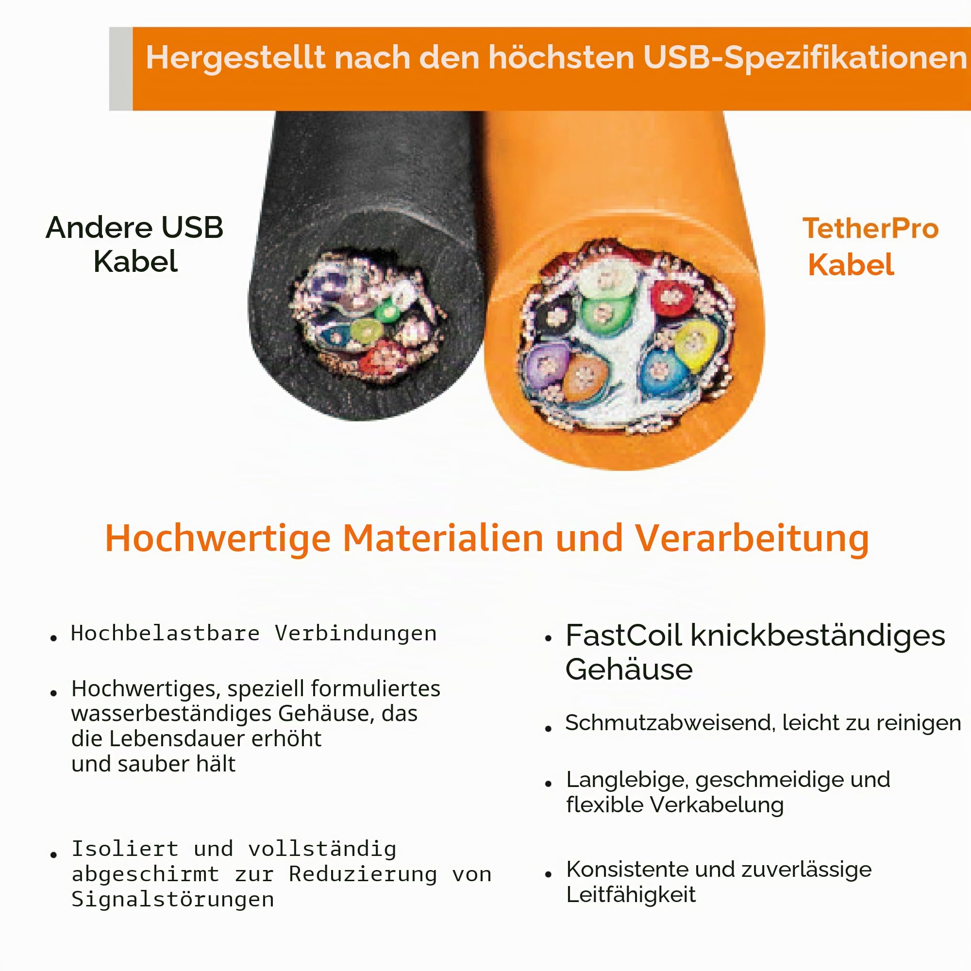 Tether Tools TetherBoost Pro USB-C Core Controller Extension Cable - Verlängerung für USB-C Kabel (orange)