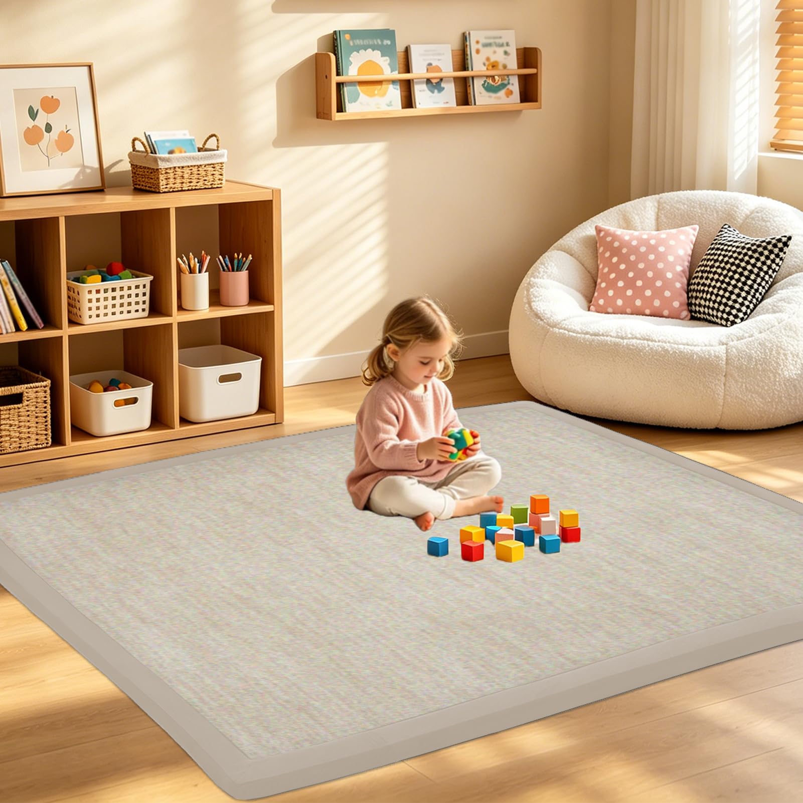 Krabbelmatte Baby 2cm Extra dick und weiche Spielmatte, Spielteppich Rutschfester, wasserabweisender Teppich für Wohn und Kinderzimmer Tatami Matte 120 x 160 cm