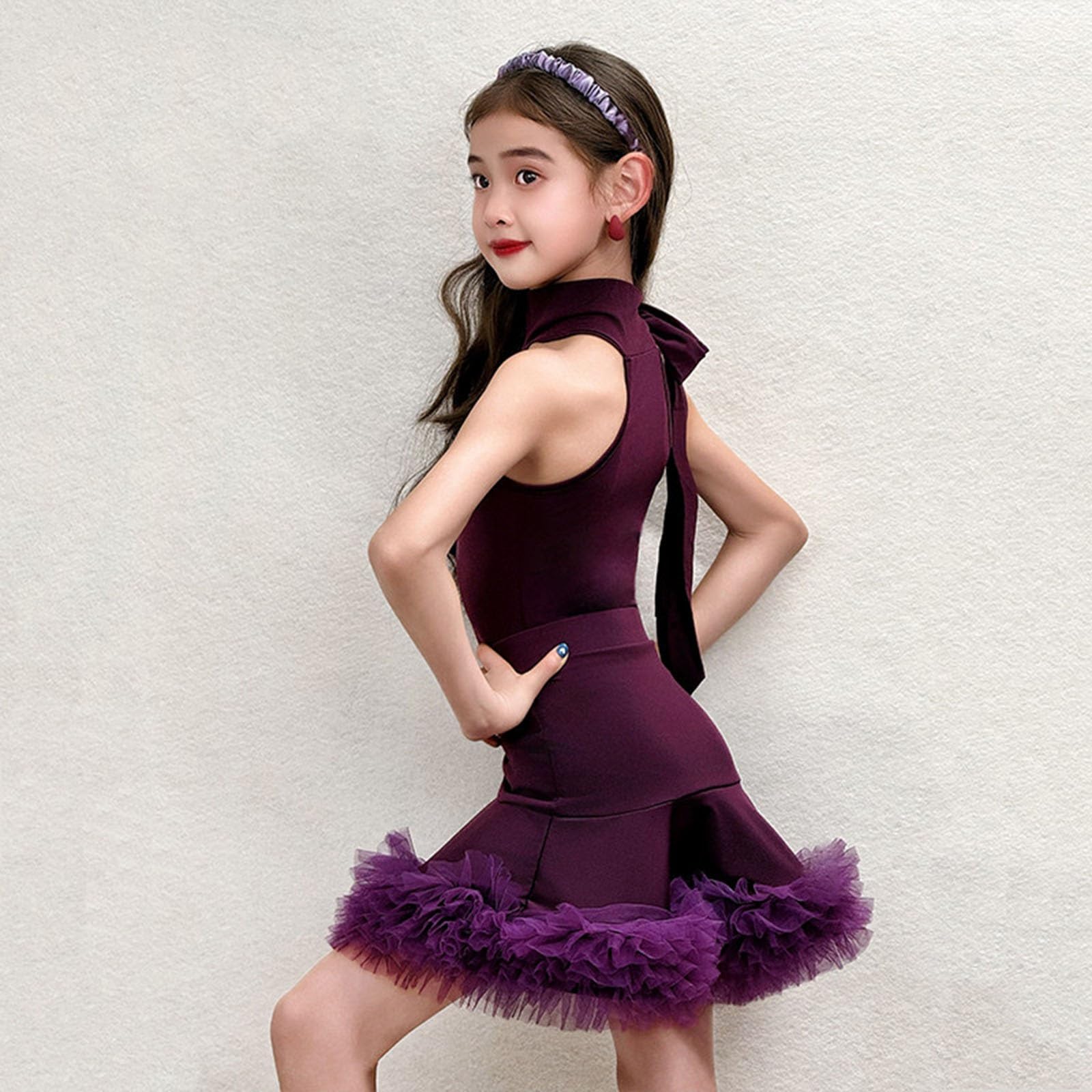 MEECHI Completo da Ballo Latino A Due Pezzi for Bambine Body Senza Maniche