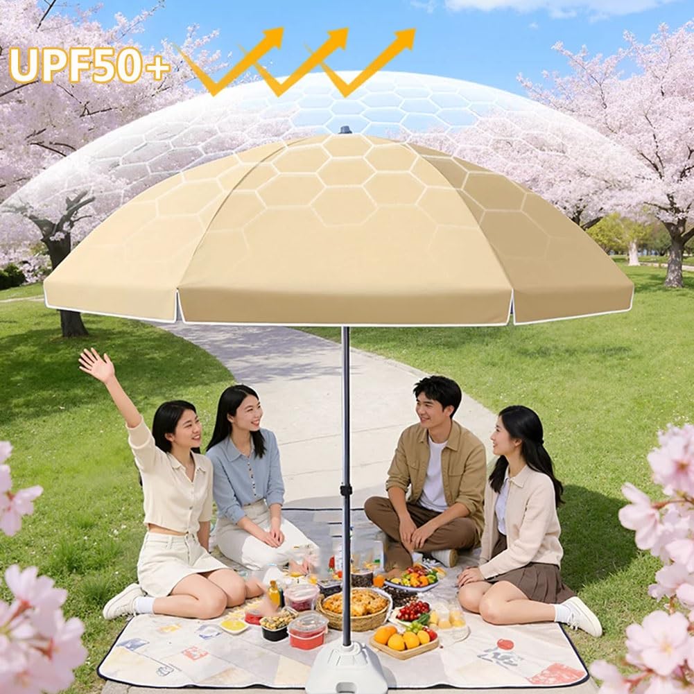 240 cm Okrągły Parasol Przeciwsłoneczny, Regulowany na Wysokość, Parasol Ogrodowy z Ochrona UV do Ogrodu, Taras, Balkon(Green)