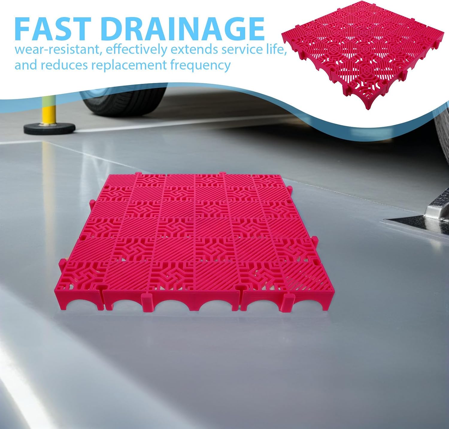 Interlocking PP Grate Floor Mat for Car Wash Areas, Drainage