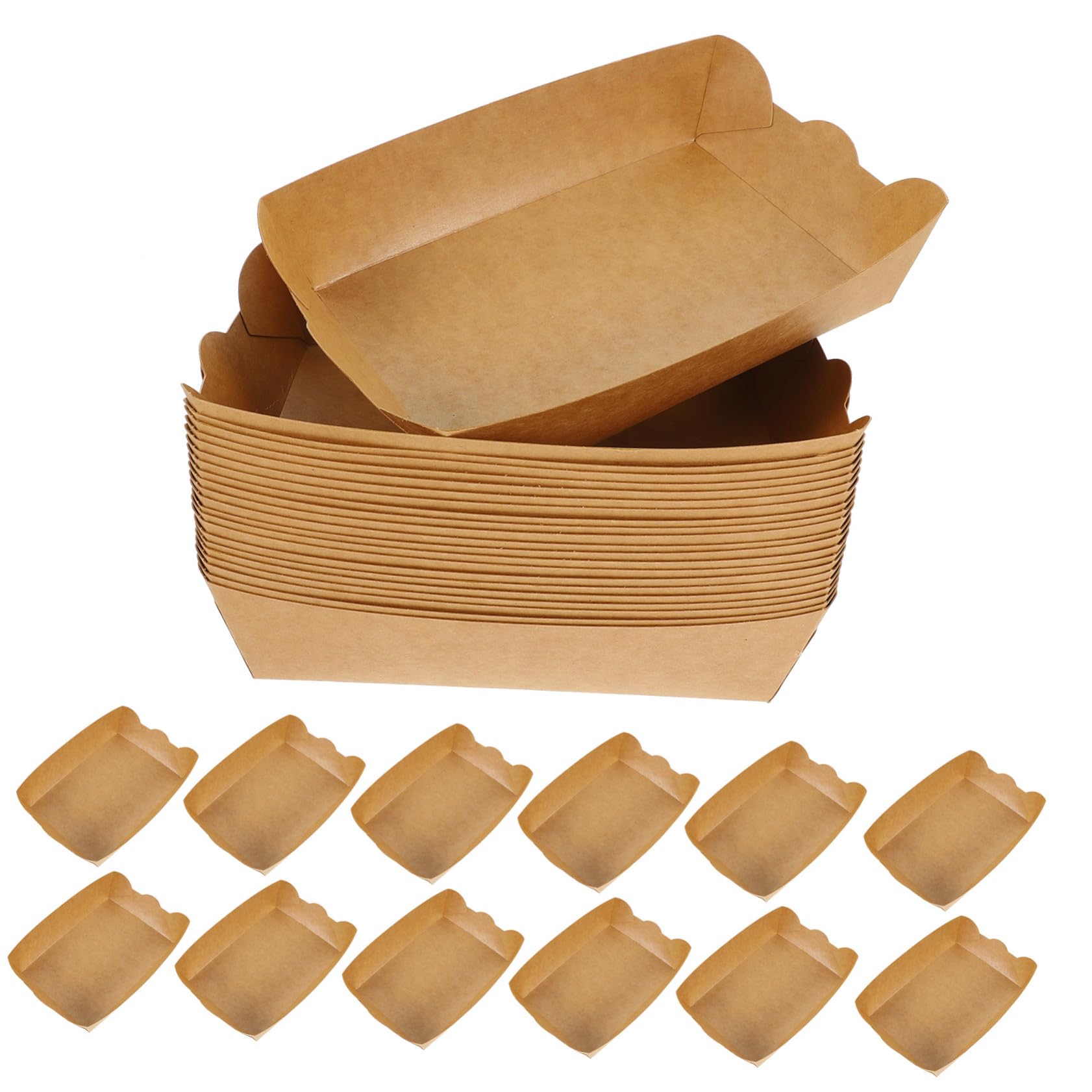 100 pezzi Scatole Takeout in Carta Kraft Contenitori Usa e Getta Antigrasso per Snack Fritti Barchette Alimentari Piccole per Patatine Hot Dog e Finger Food per Bar Feste e Picnic