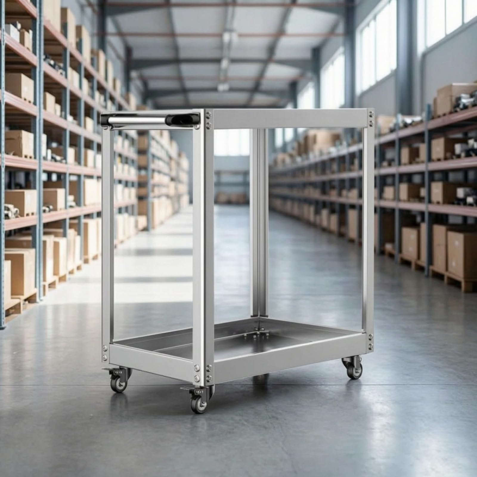 Carrello Portaelementi in Acciaio Inox con Ripiani a Vassoio E Telaio Rettangolare Aperto per Riporre Viti E Utensili in Officina Meccanica E Ambiente Artigianale, 80 48 90cm, style to 3