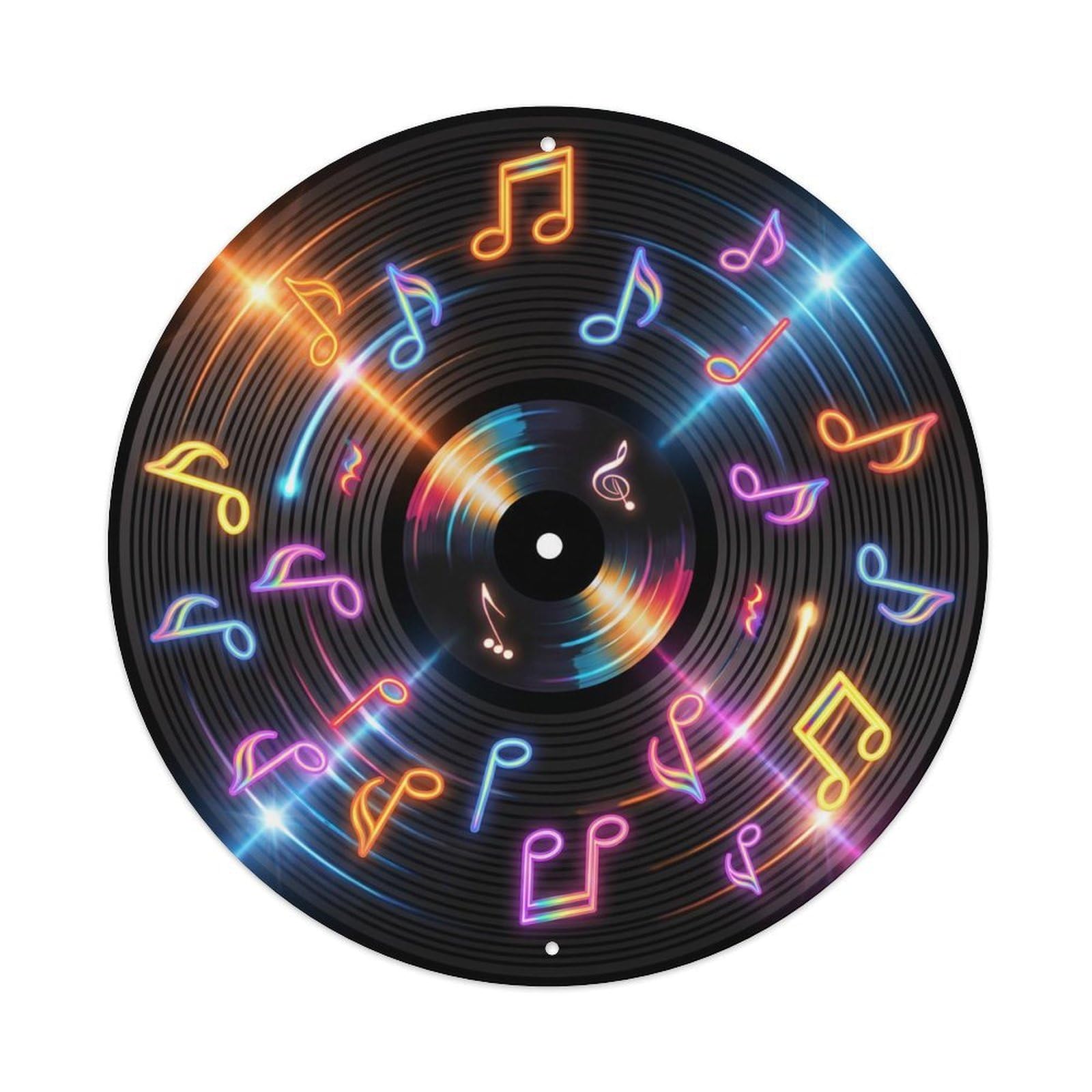 Colorful Music Vinyl Records Shine Bright Reflection Metal Tin Sign