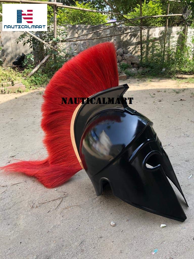 NauticalMart Greek Black Corinthian Helmet Red Plume Medieval Armour