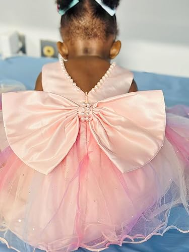 Miniatura 3 de LZH - Vestido de bebé para niñas con volante, encaje, espalda descubierta y lazo - Incluye accesorio para la cabeza - Vestido con flores para