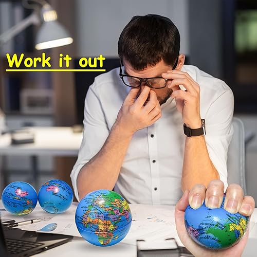 Miniatura 6 de 30 bolas de estrés con forma de globo, bola hinchable de tierra de 2.5 pulgadas, bolas de espuma para apretar, juguetes para dedos, suministros