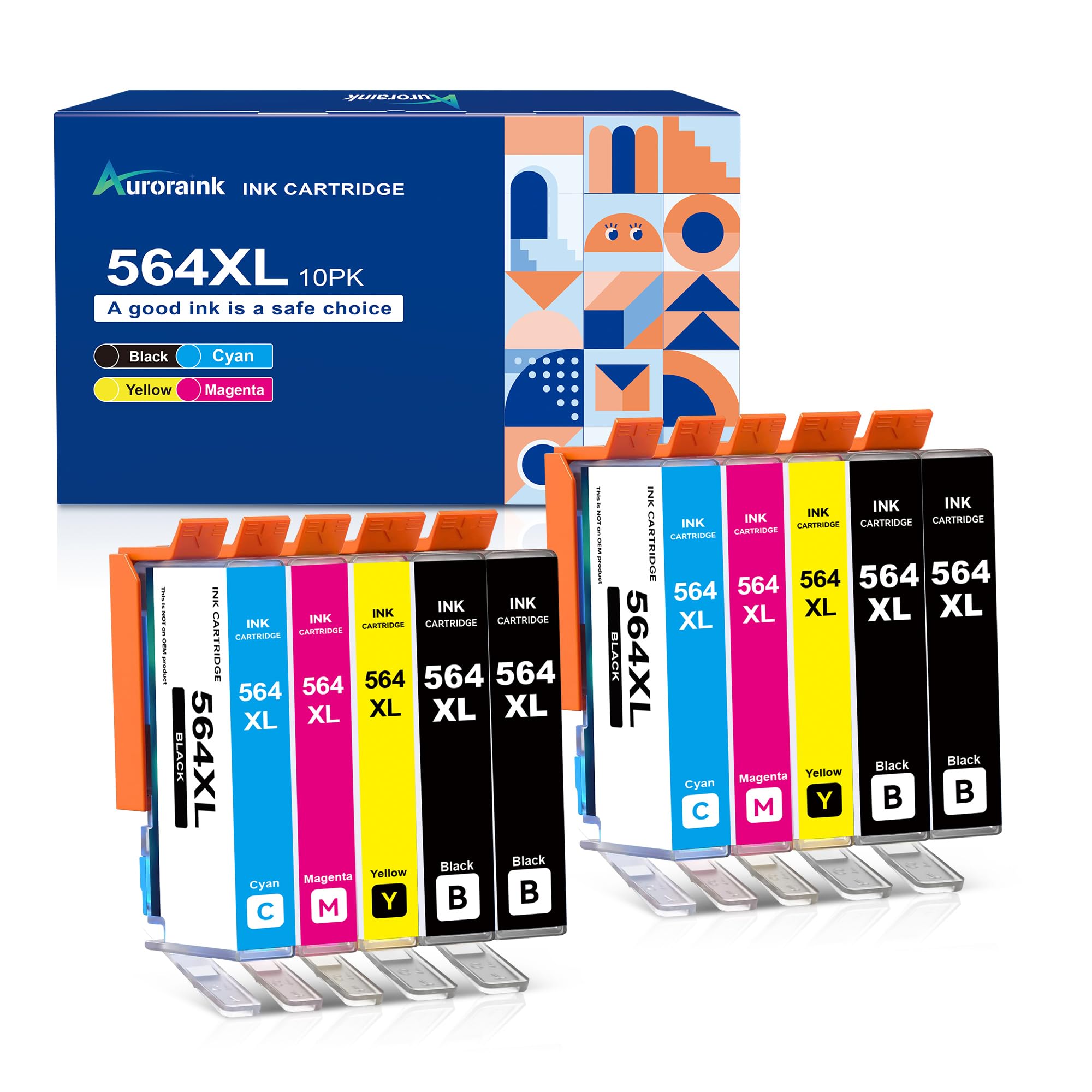 564XL Ink Cartridges 10 Pack Replacement for HP 564 564XL Ink Cartridges Combo Pack for Photosmart 5520 6510 6520 7520 7525 Printer DeskJet 3520 3522 Officejet 4620 (Black Cyan Magenta Yellow)
