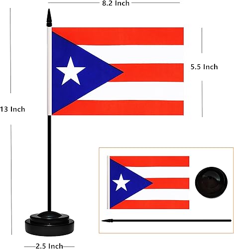 Miniatura 11 de Juego de banderas de escritorio de Cuba, paquete de 2 banderas cubanas de mesa para oficina, mini bandera de escritorio pequeña con poste negro