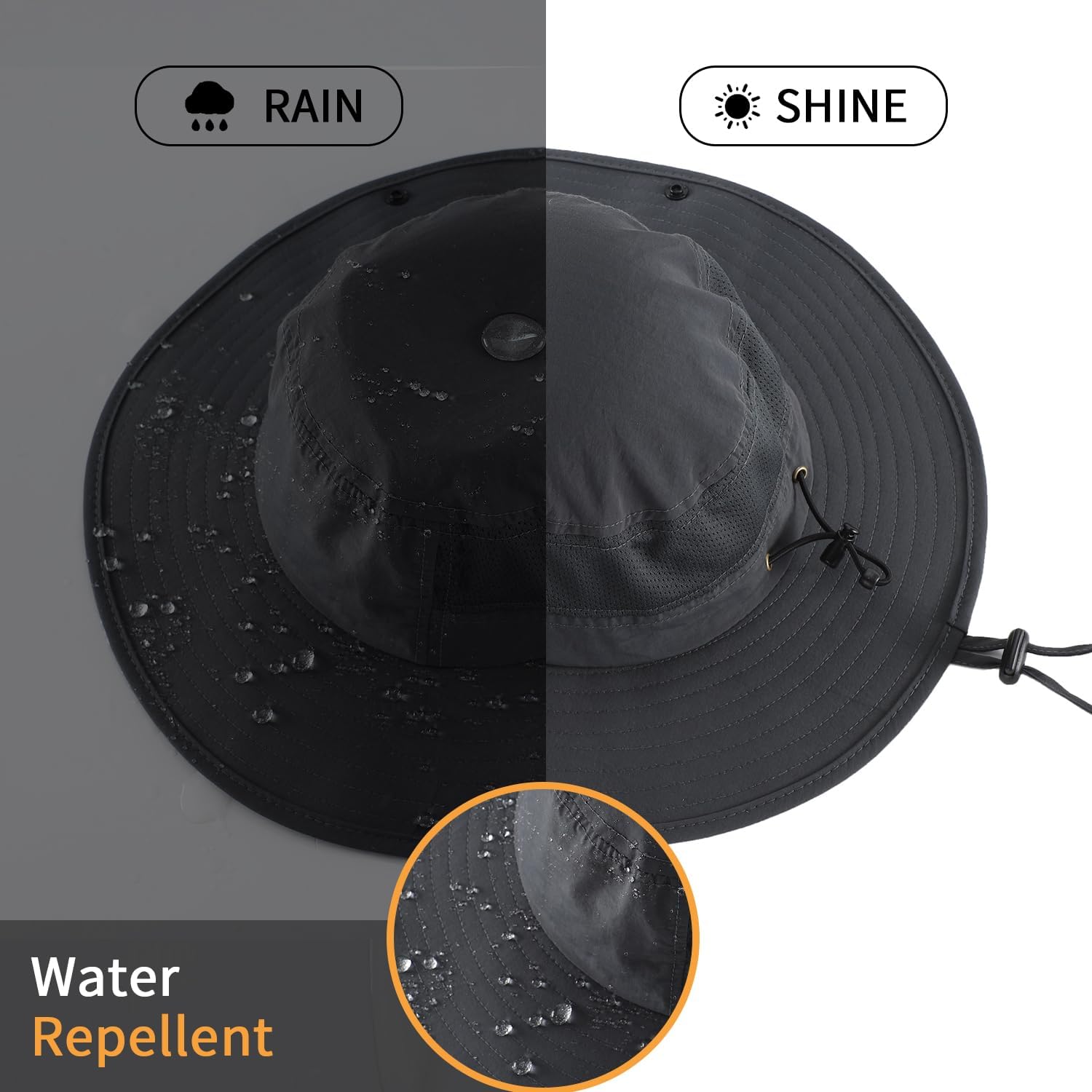 Home Prefer UPF50+ Mens Sun Hat Wide Brim Womens UV Protection Beach Bucket Hat for Fishing Hiking Snap Up Cowboy Hat - Image 4