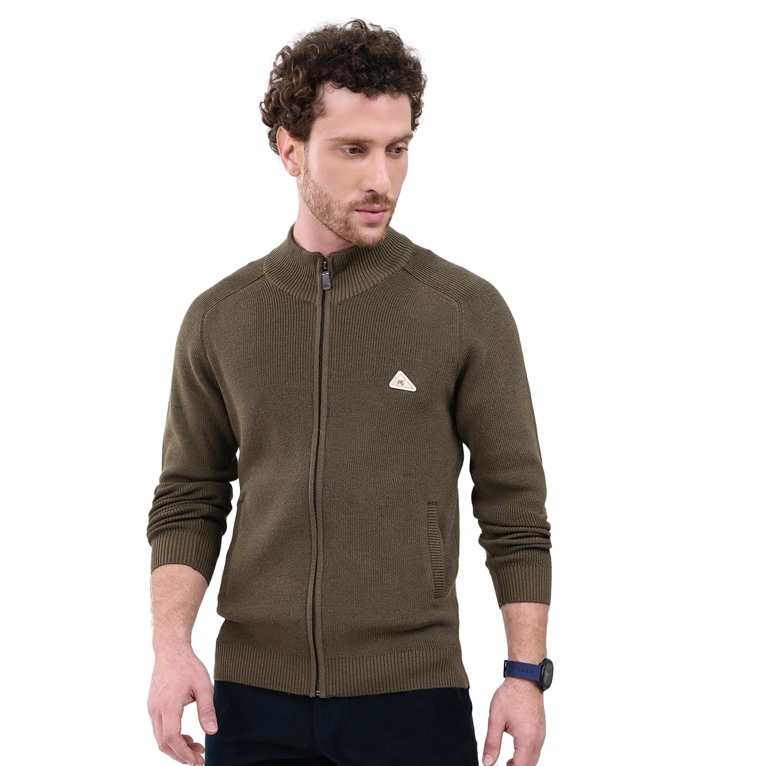 Men Regular Fit Mock Neck Solid Zip Closure Full Sleeve Pullover-image-11