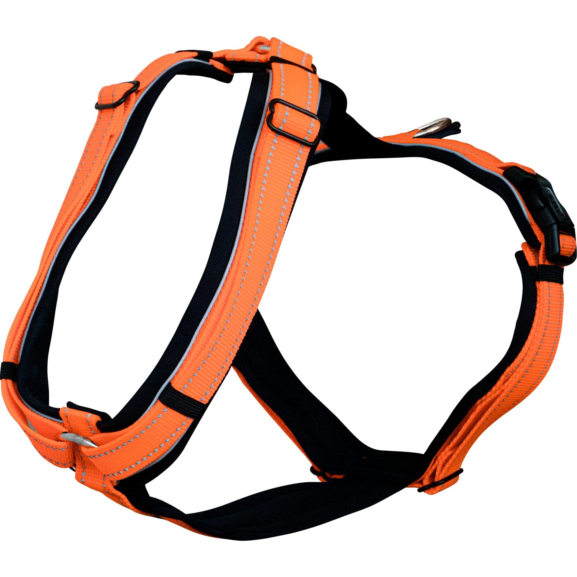 Sprenger Y-Geschirr reflektierend I gepolstert mit weichem strapazierfähigen Neopren I fellschonend und ergonomisch angepasst | neon orange, L