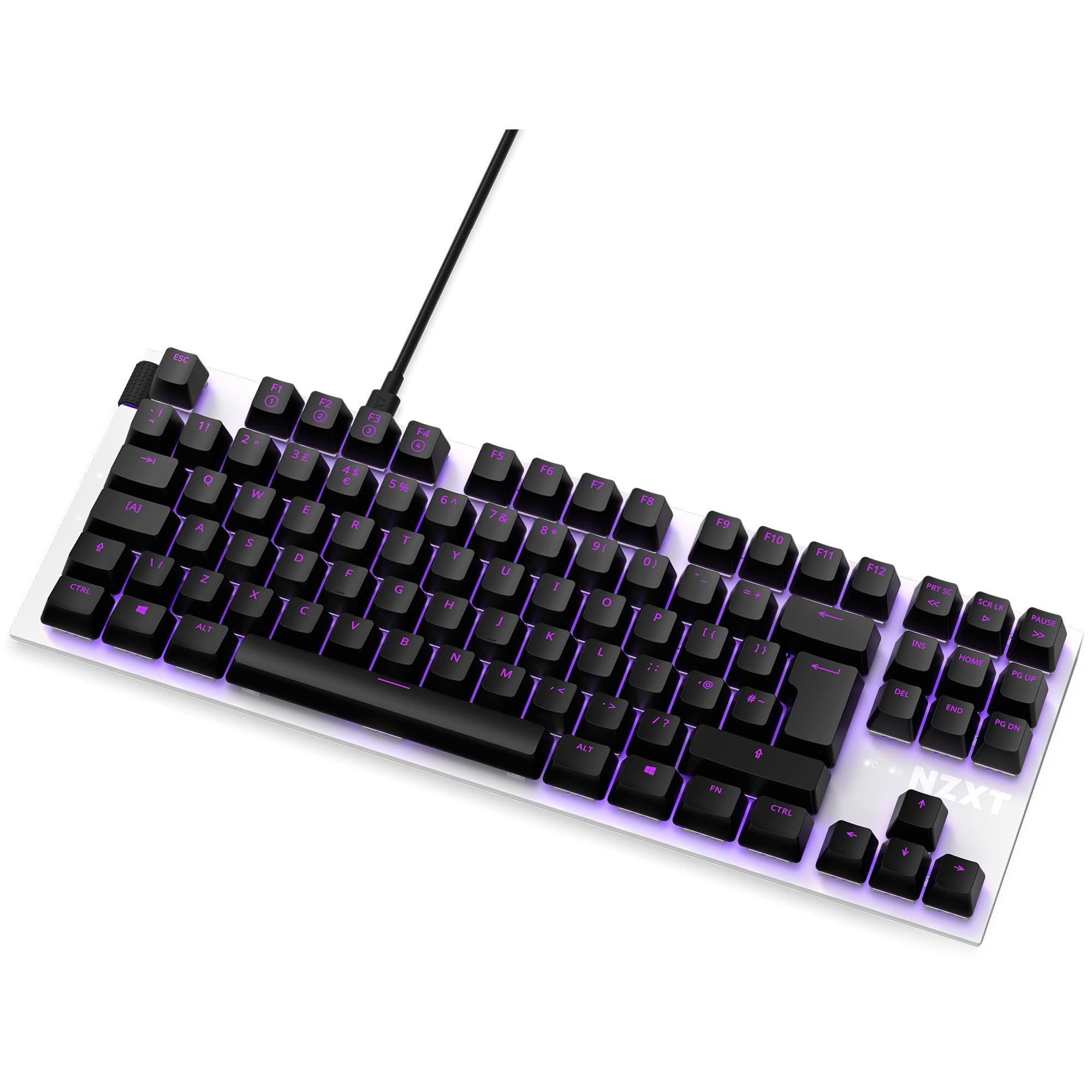 NZXT Function TKL 2022 - Mechaniczna klawiatura do gier PC - Podświetlana - Liniowy przełącznik RGB - Przełączniki kompatybilne z MX - Hot Swap - Osłona aluminiowa - Biały DE (QWERTZ)