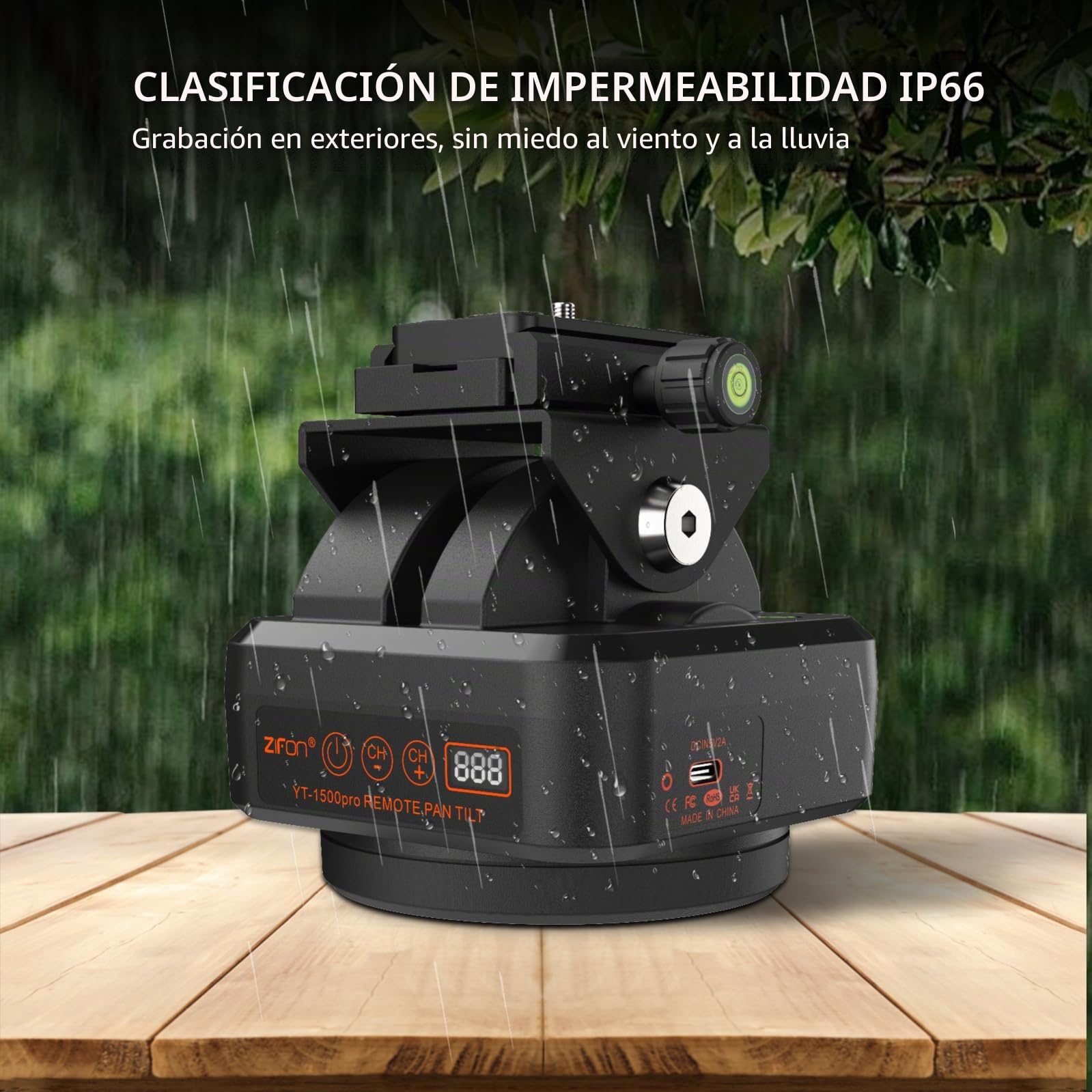 ZIFON YT1500 Pro - Trípode para cámara con mando a distancia 360°, ciclo de punto AB, 2,4G, 40 m, 2,2 kg, impermeable IP66