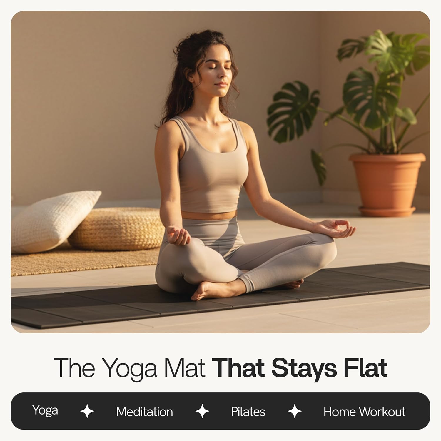 Folding Yoga Mat, TPE Folding Yoga Mat, Foldable Exercise Mat for Yoga, Pilates, Floor Workouts, Compact Design, Travel Friendly, Ideal for Home & Gym, Knee pad, Kneeling pad, No Roll Mat