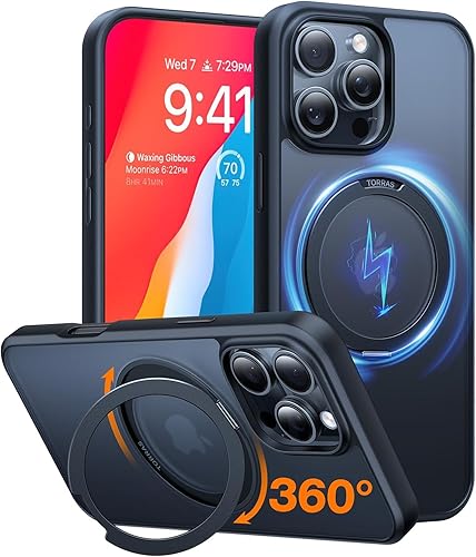Miniatura 17 de TORRAS Funda magnética giratoria 360 mejorada para iPhone 16 Pro de 6.3 pulgadas, compatible con MagSafe, funda para teléfono 16 Pro, resistente a