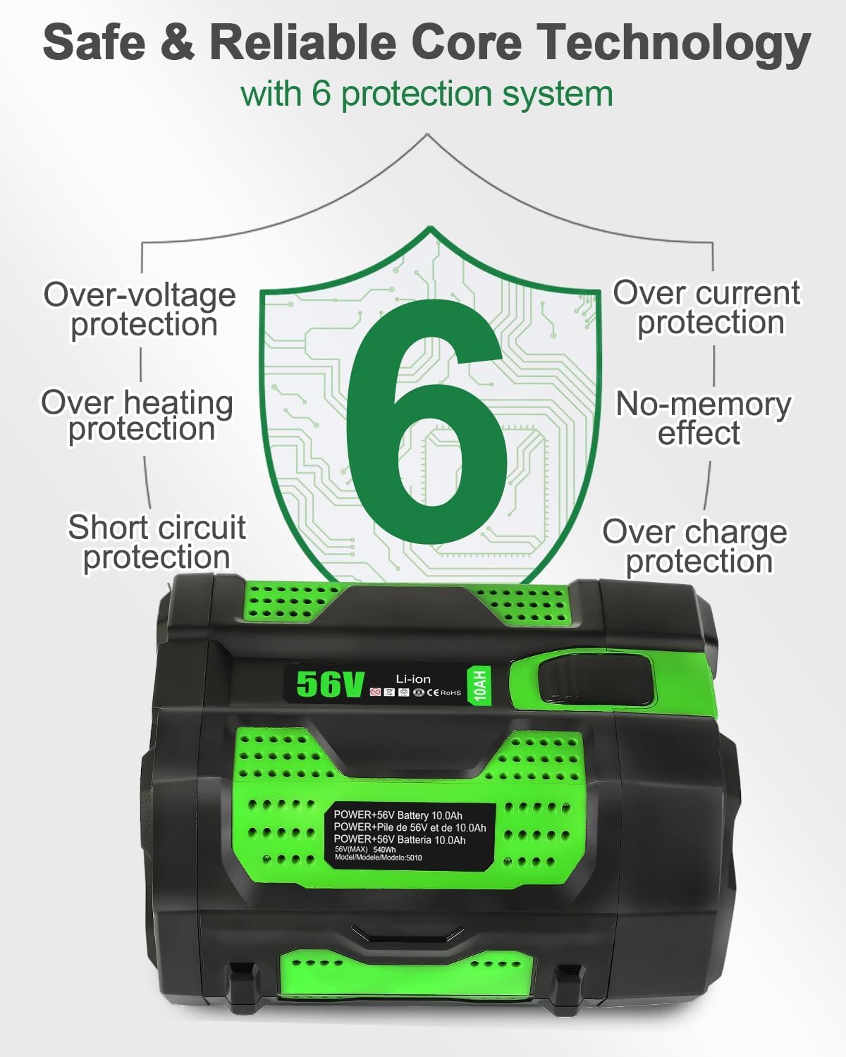 Aoasur 12.0Ah Replacement for EGO 56V Battery (12.0AH)