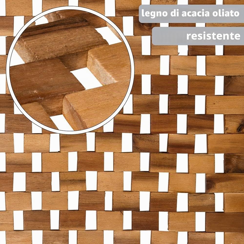 PANA®ECO Tappeto bagno in legno - 60x100 cm - 100% legno di acacia - Tappe | Tappeto in vero legno - Prodotto naturale - Antiscivolo, durevole e robustoo - Tappeto bagno igienico e facile da pulire