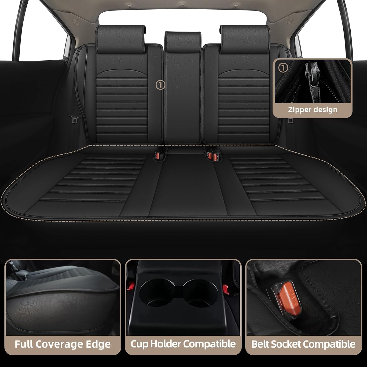 1:1 Custom Full Set Car Seat Covers Fit for Subaru Crosstrek 2013-2024 2025 Premium Waterproof Leather Car Seat Protectors Airbag Compatible(5 Seats,Black)