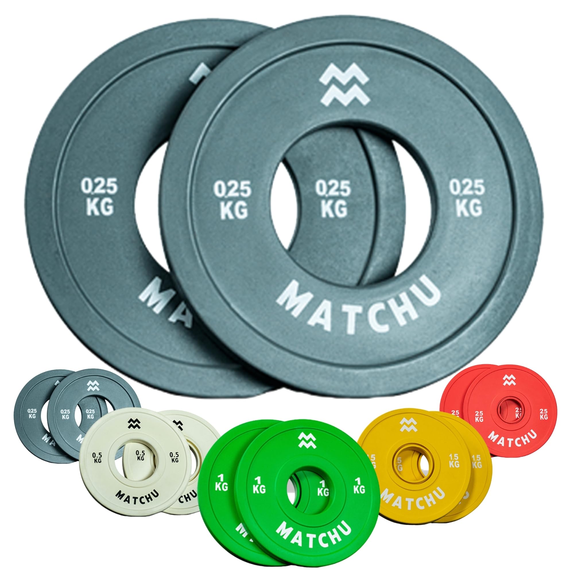 MATCHU - Mini dischi manubri - (2X) 0,25-2,5 KG - Diametro anello centrale 50mm - Grigio - Set di 2 pezzi - Dischi per manubri - Paraurti - Dischi di peso