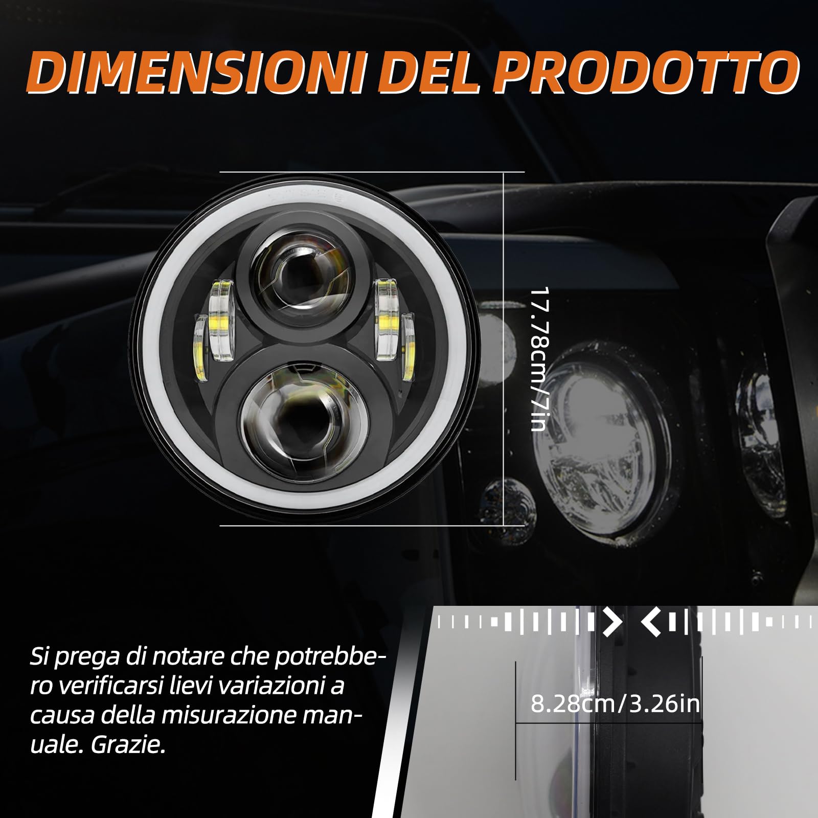 Faro LED 7 pollici con luce di marcia diurna Halo e indicatori di direzione per abbaglianti e anabbaglianti per Defender 90 110