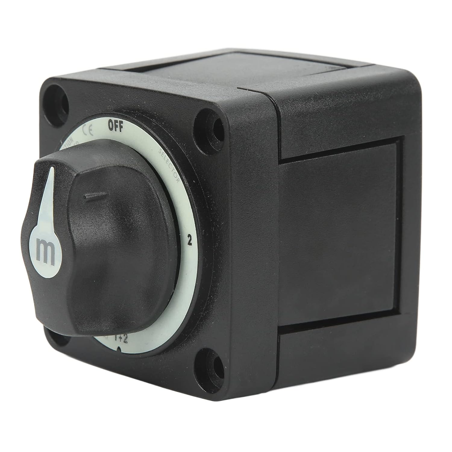 Marine Battery Selector Switch, 4 Position Isolator Power Circuit Cut Off Switch, 32V DC System Compatible, High Conductivity Tinned Copper Studs, ABS Material, for Boat RV Use