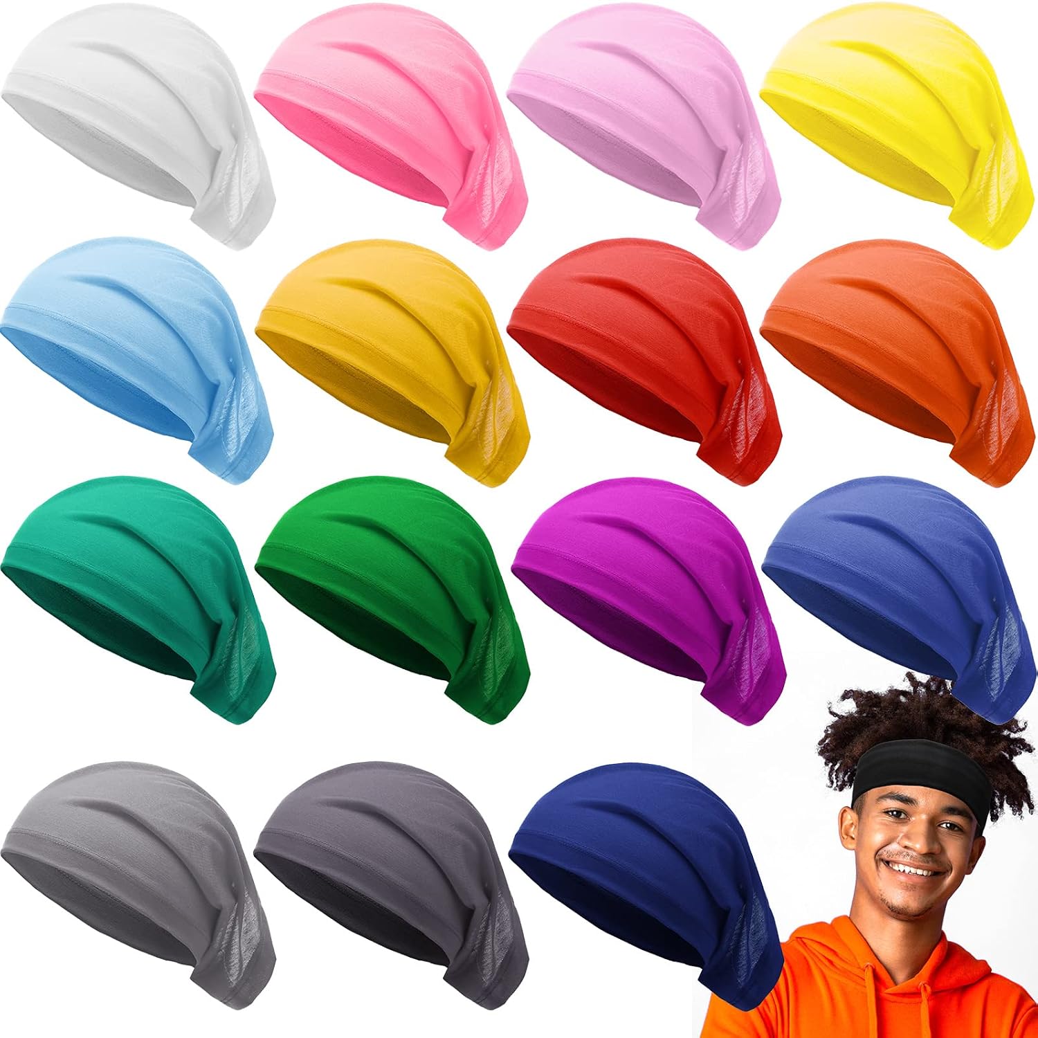 Hicarer 16 Pcs Unisex Dreadlock Caps Spandex Loc Cap Elastic Dread Durag Tube Dread Caps Long Dreadlock Hair Cover Men Women