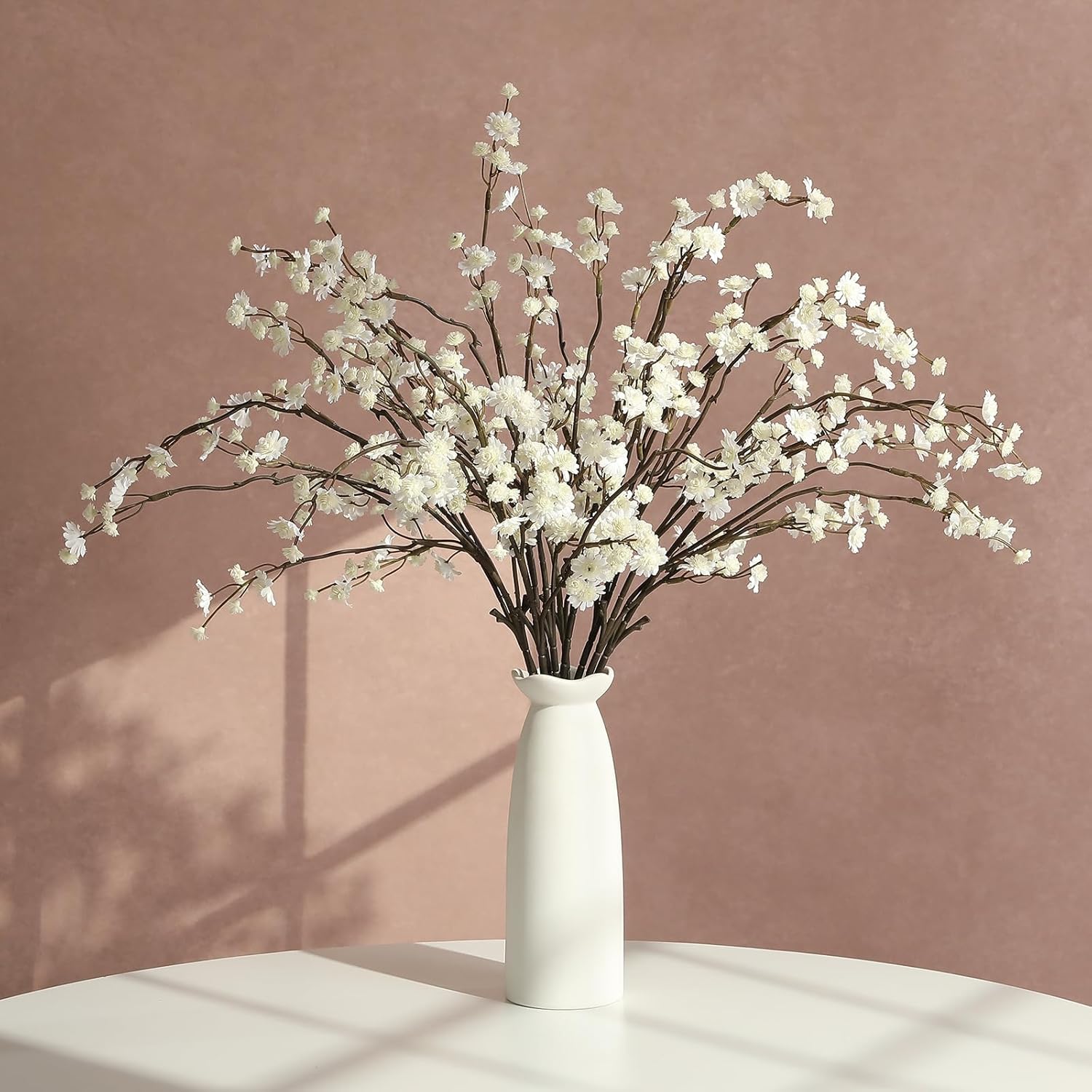 Senseya 10 Stems Artificial Baby Breath Flowers, Real Touch Faux Flowers with Long Stems for Tall Vase, Table Centerpieces & Indoor Home Decor – White