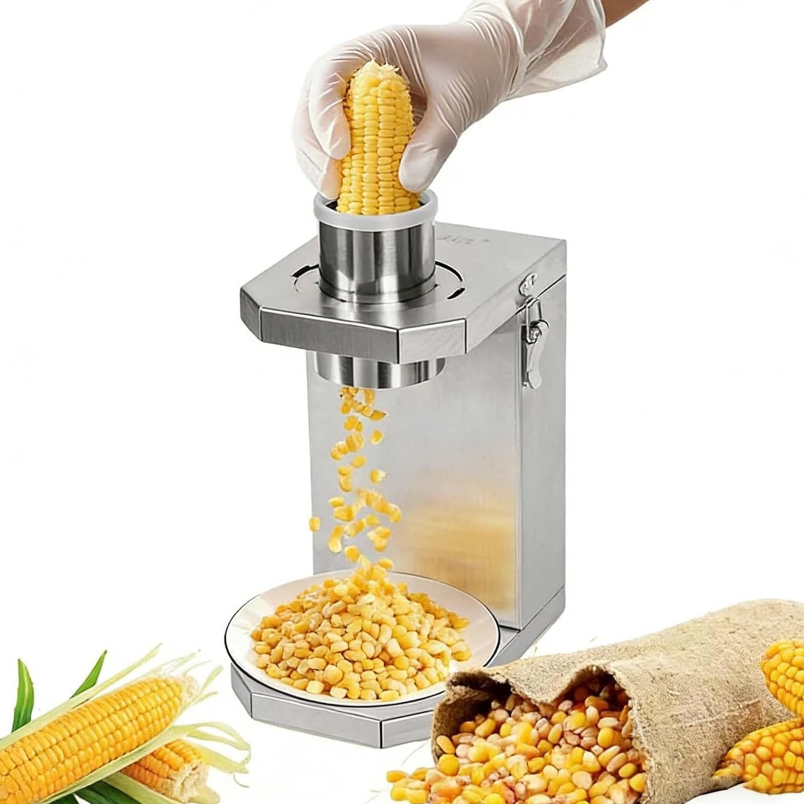 Sgranatrice per mais con tramoggia 6,5 cm, sbucciatrice elettrica 3.5cm+4cm