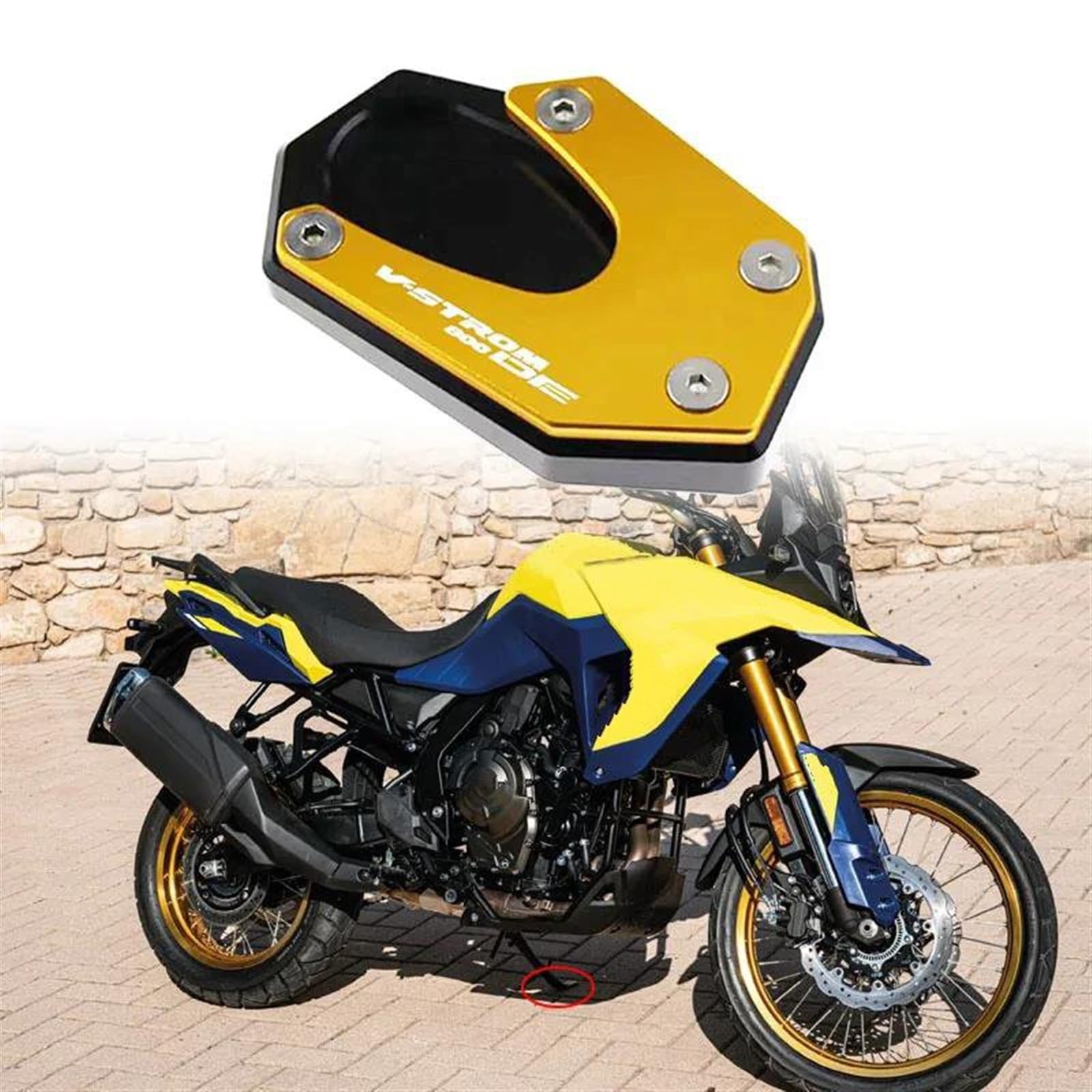 Extension De Support De Béquille Latérale pour Moto pour Suzuki VStrom 800DE V-Strom 800 DE V-STROM800 DE 2023(Gold A)