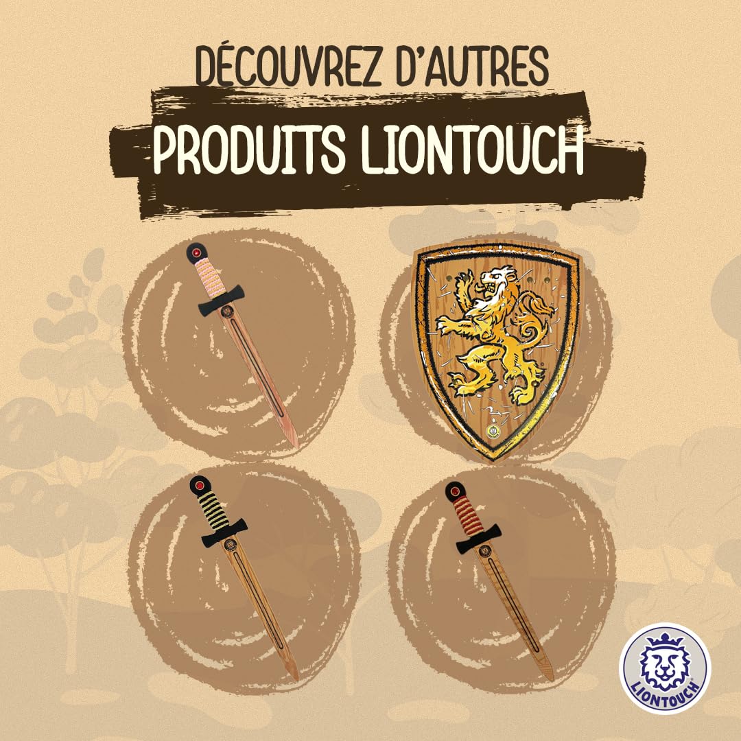 Liontouch Épée WoodyLion Or/Rouge Petite Taille 3-6 Ans Poignard en Mousse pour Enfants