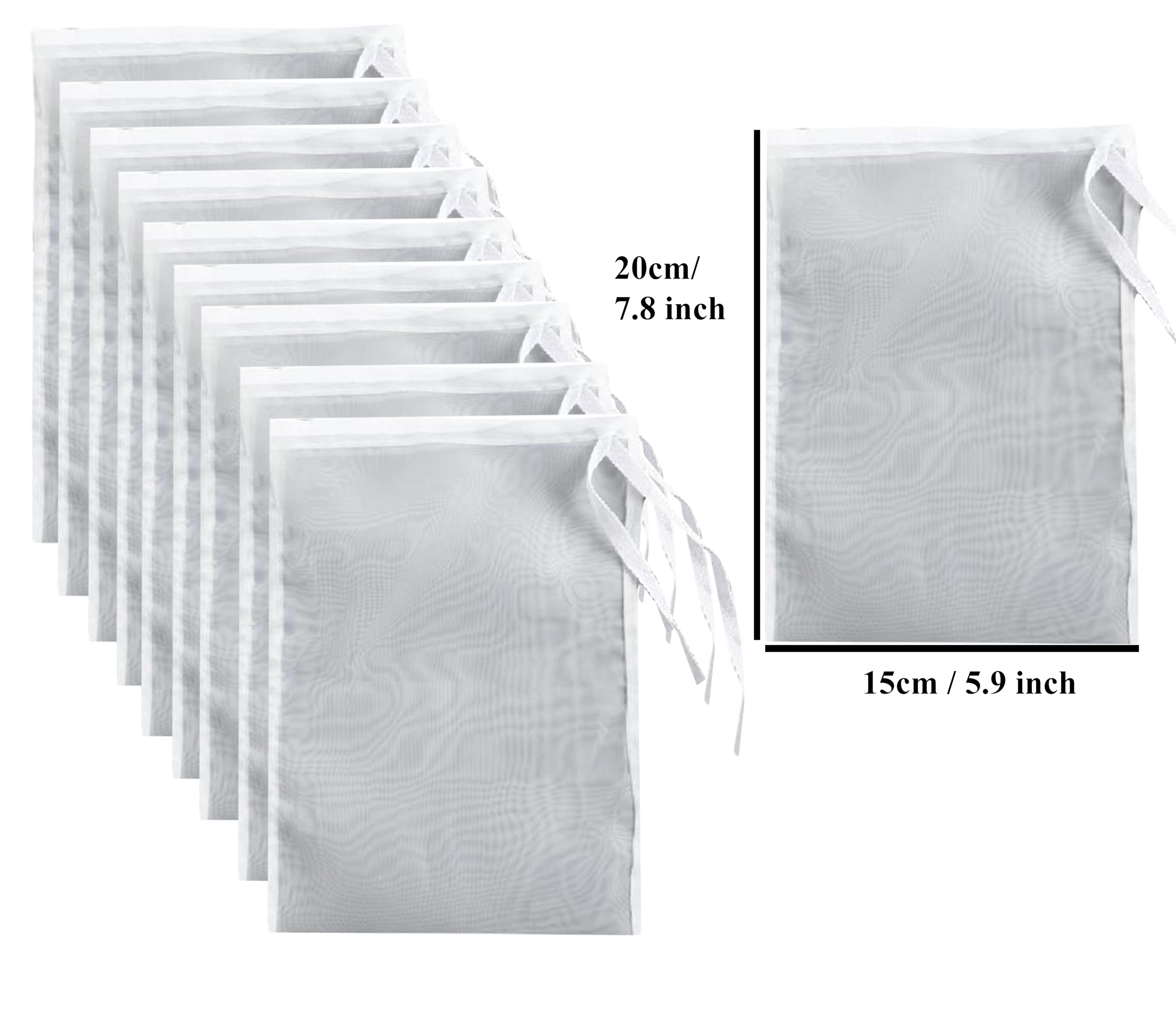 Nylon Filter Bags Vegetable Milk Strainer Sieve Drain Tea Filter Net Bag 200 mesh / 75 Micron (15 x 20 cm / 5.9 x 7.8 Inch 10 PCS)