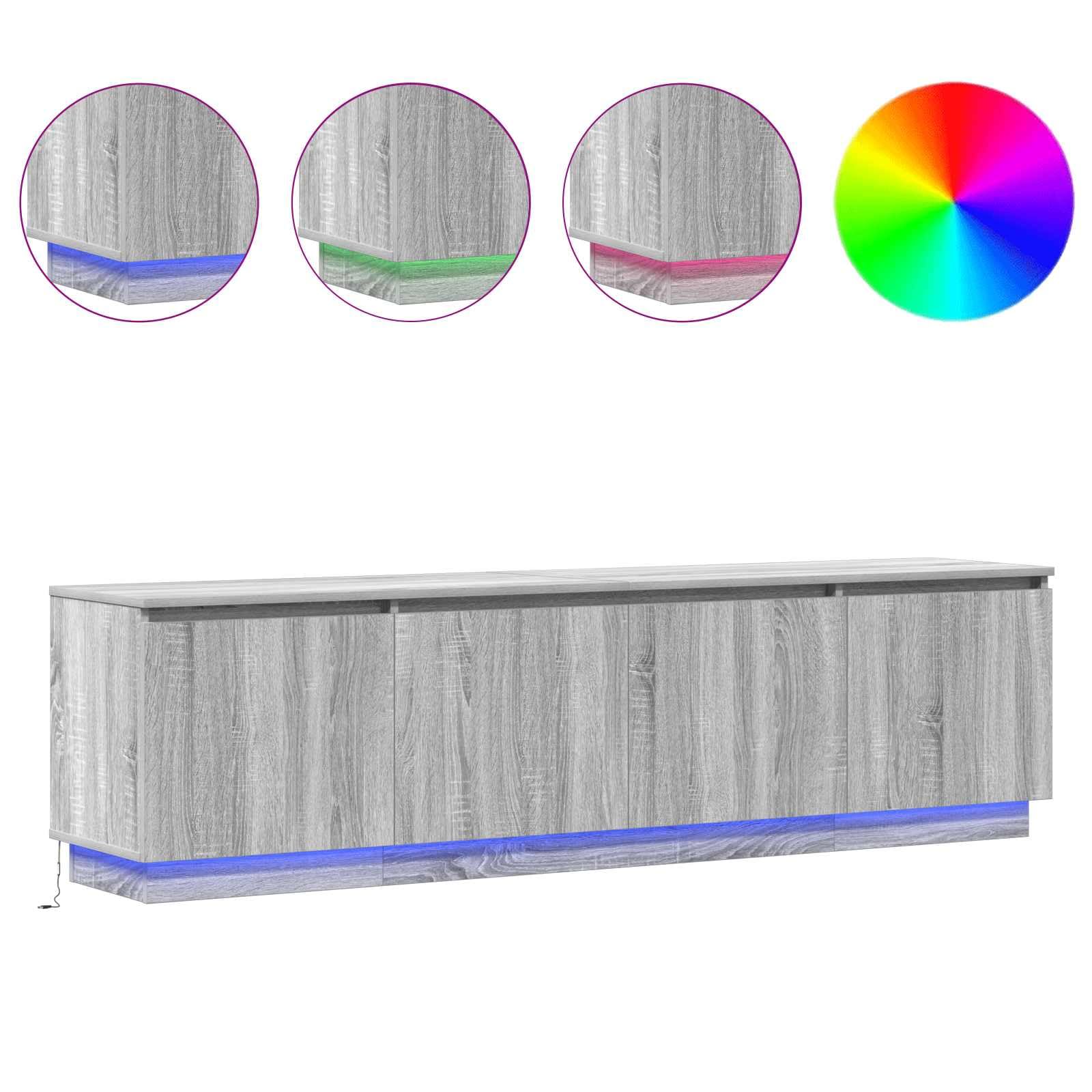 Mueble para TV de 180 x 38 x 49 cm gris Sonoma con LED