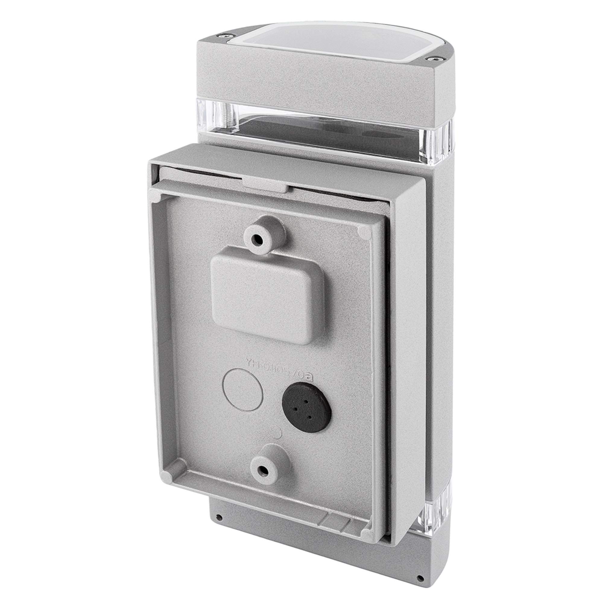SSC-LUXon ZORA Außenwandleuchte 2er Set rund grau IP44 GU10 4W warmweiß | Runde Fassadenleuchten grau im 2er Set - Licht nach oben & unten für Terrasse, Eingang & Weg, inkl. GU10 LED warmweiß