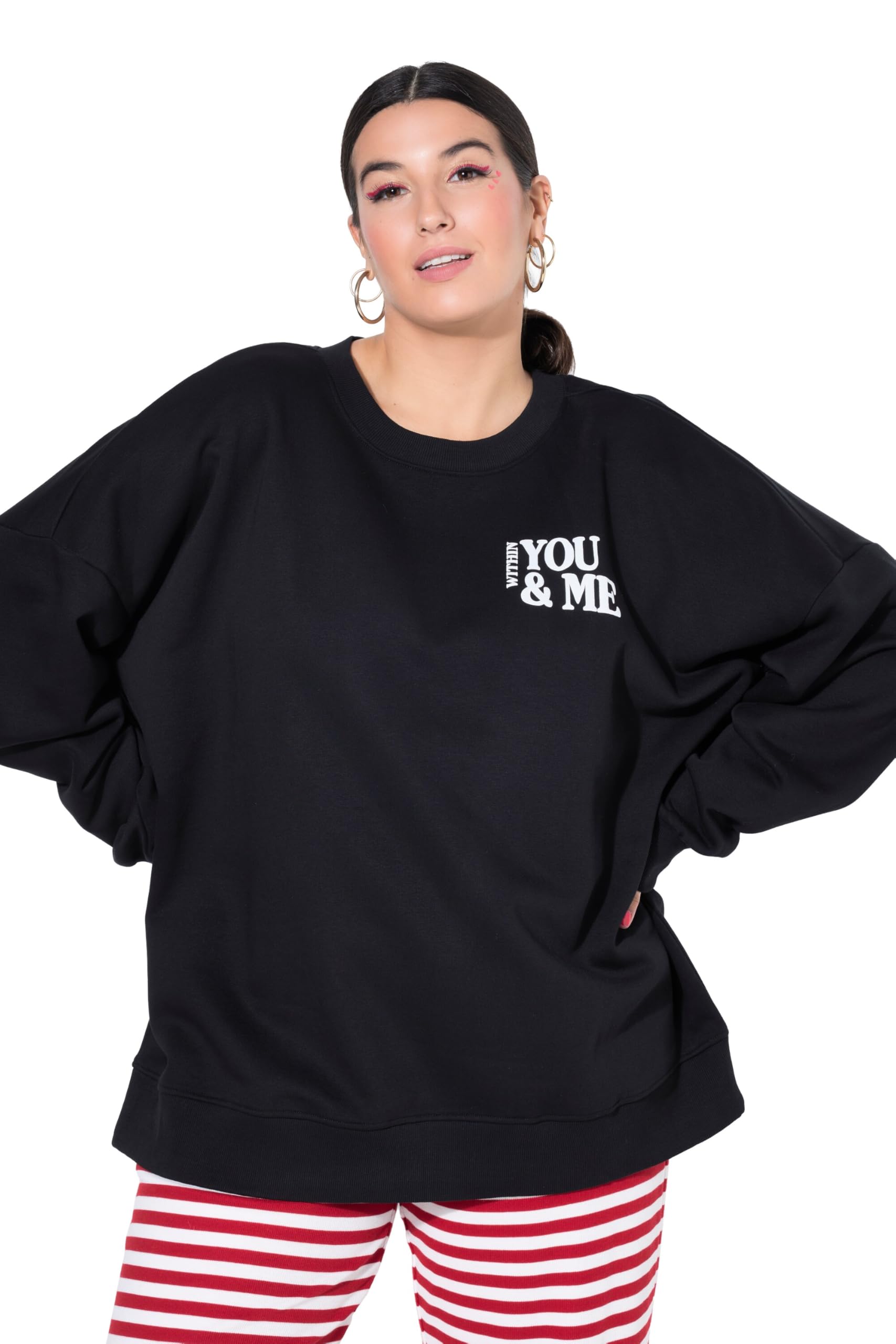 Studio Untold Damen große Größen Übergrößen Plus Size Sweatshirt, Oversized, Color-Hearts auf dem Rücken 848369