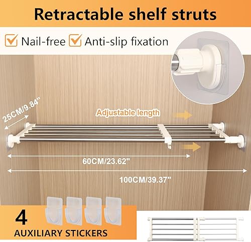 Miniatura 3 de BAOYOUNI Estante de Tensión para Armario, Separador de Estante de Almacenamiento Ajustable, Barra Organizadora Divisora de Armario y Alacena para