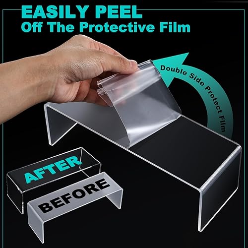 Miniatura 4 de Sintuff 24 piezas de 6 soportes de exhibición de acrílico de 9, 8.7, 8.3 pulgadas, 8.3 pulgadas, 8 pulgadas, estantes acrílicos transparentes de 4