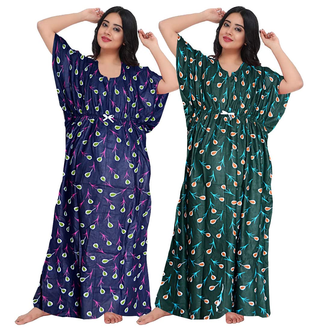 Women's Pure Cotton Nightwear Casual Nighty (FASHION-1091 M) Green-image-19