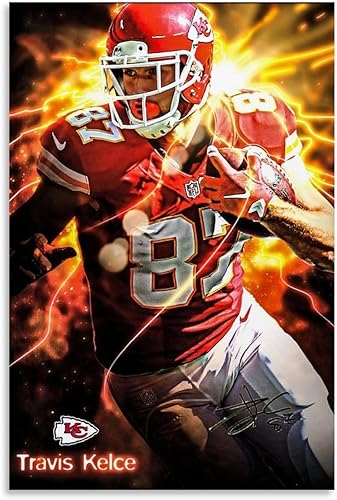 Póster de jugador de fútbol americano Travis Kelce Star Pintura decorativa lienzo arte de pared para sala de estar, póster estético para dormitorio,
