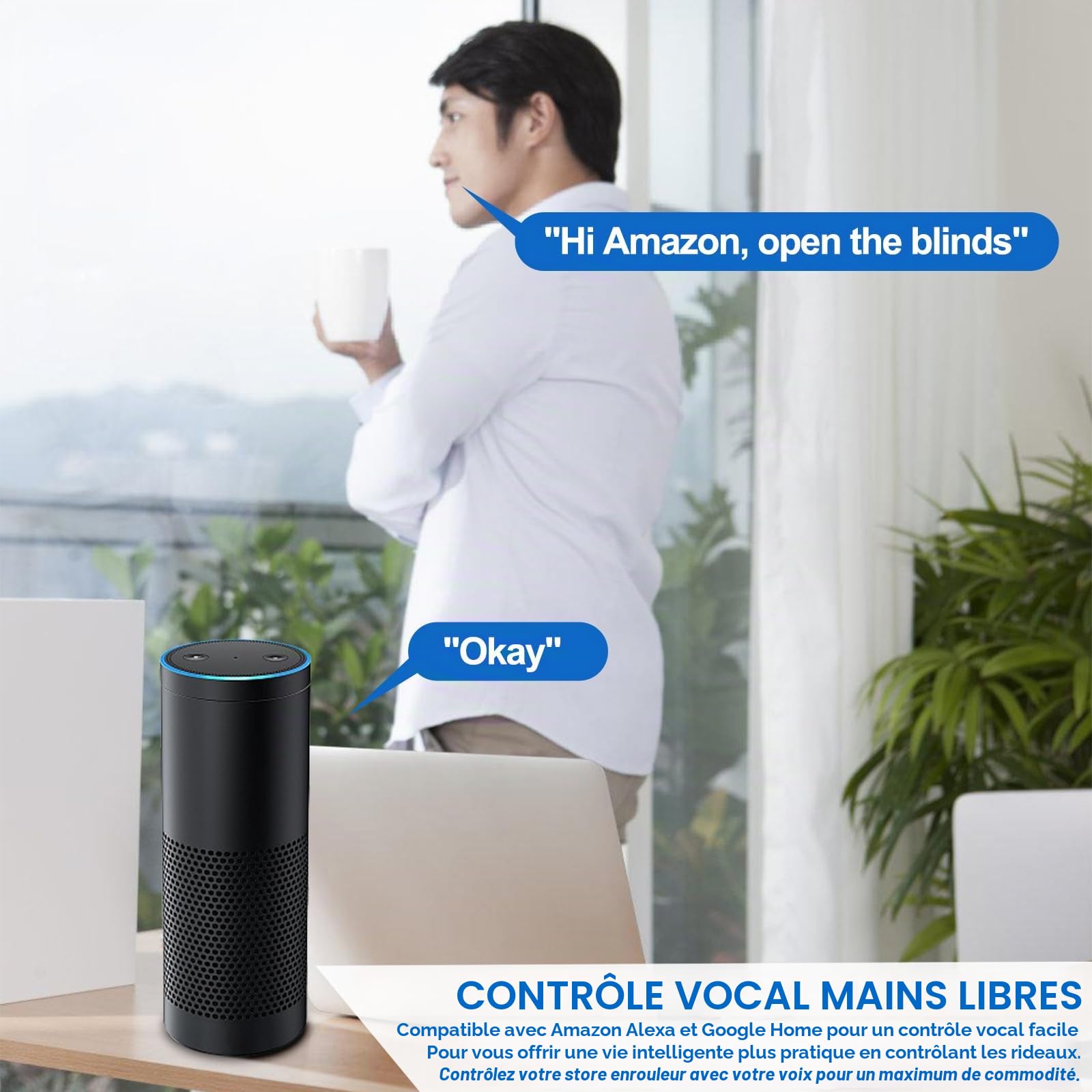 Lot de 4 interrupteurs de volets roulants WiFi, interrupteur de volet roulant intelligent, interrupteur de volet roulant 2,5D, Wi-Fi intelligent, compatible avec Alexa/Yandex/Google Home, minuterie et