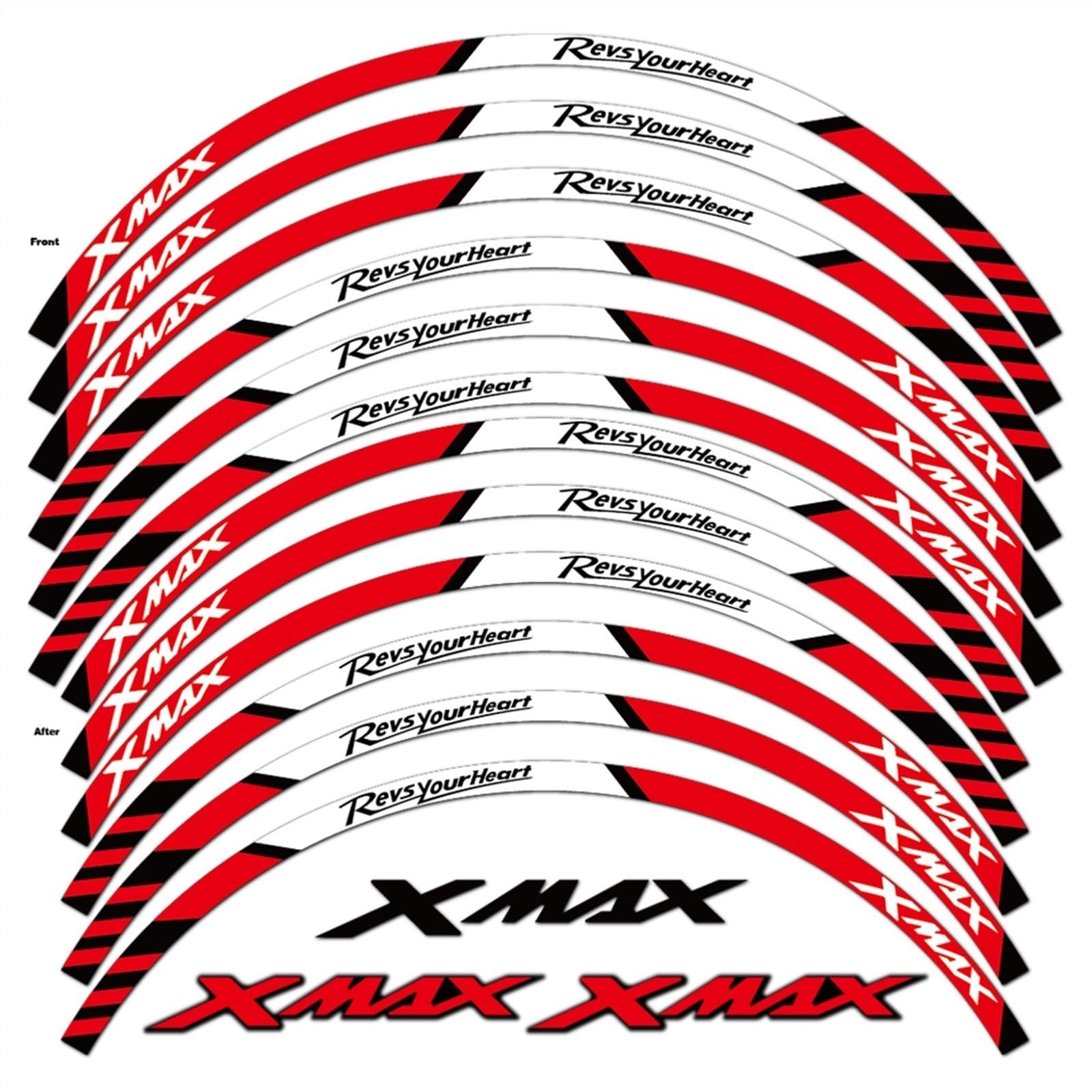 for Yamaha Xmax 150 250 300 Motorcycle Wheel Sticker Scooter Reflective Rim Decal Accessori Strip Tape(Color3)