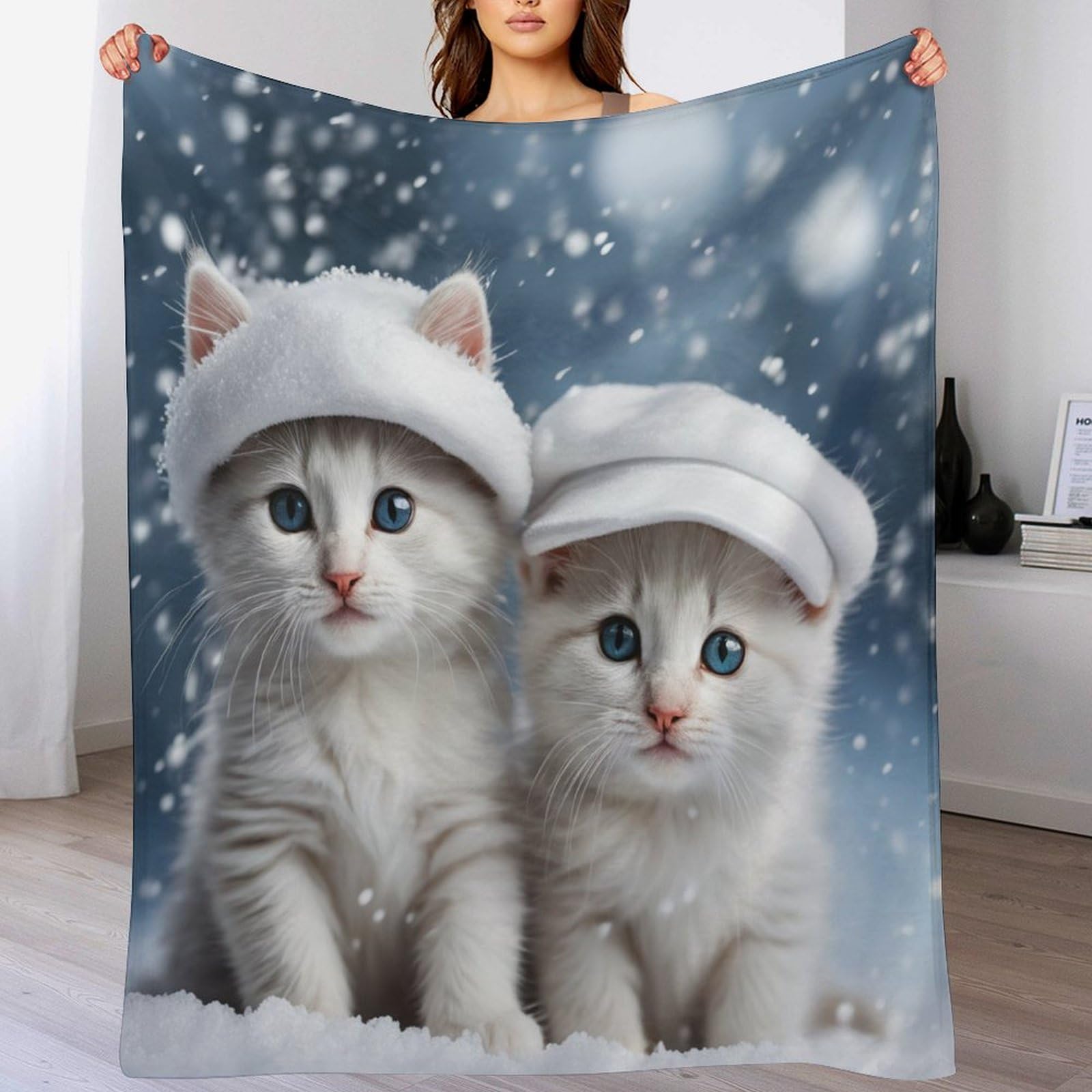 Couverture en polaire chat 3D flannel chaude et douce
