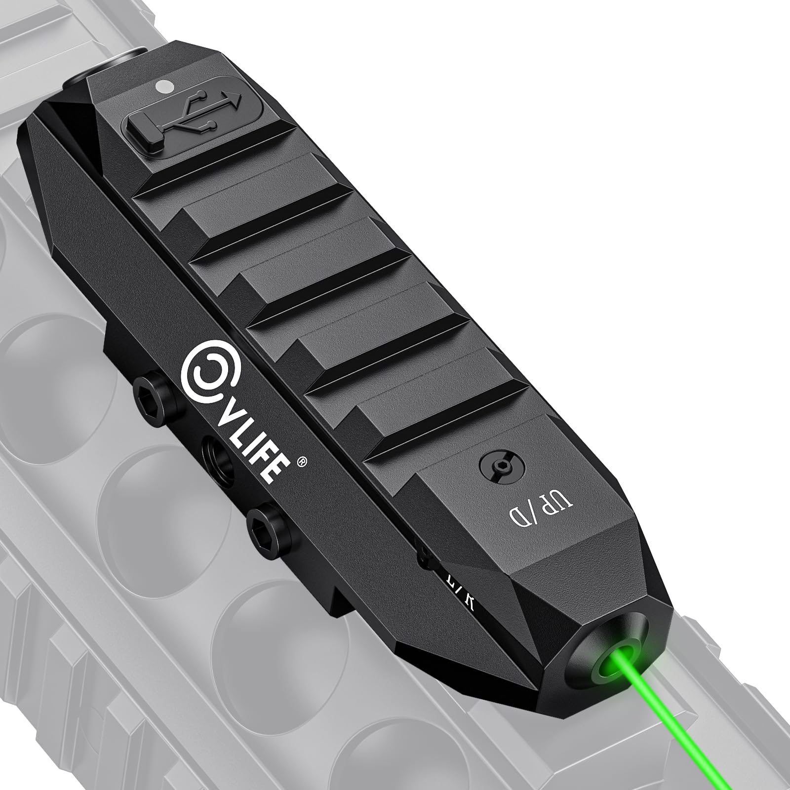 CVLIFE Laser Sight for Rifle, Low Profile Tactical Rechargeable Picatinny Rifle Laser Sight with Strobe Mode (Green Laser)