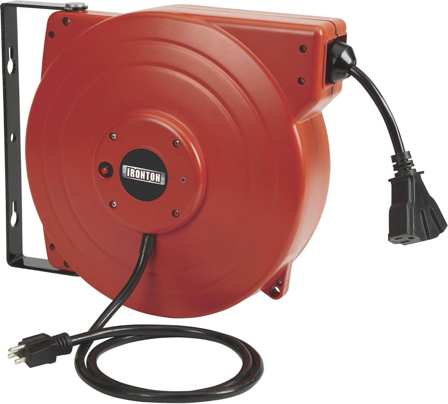 Ironton Retractable Extension Cord Reel with Triple Tap 65ft. 12/3