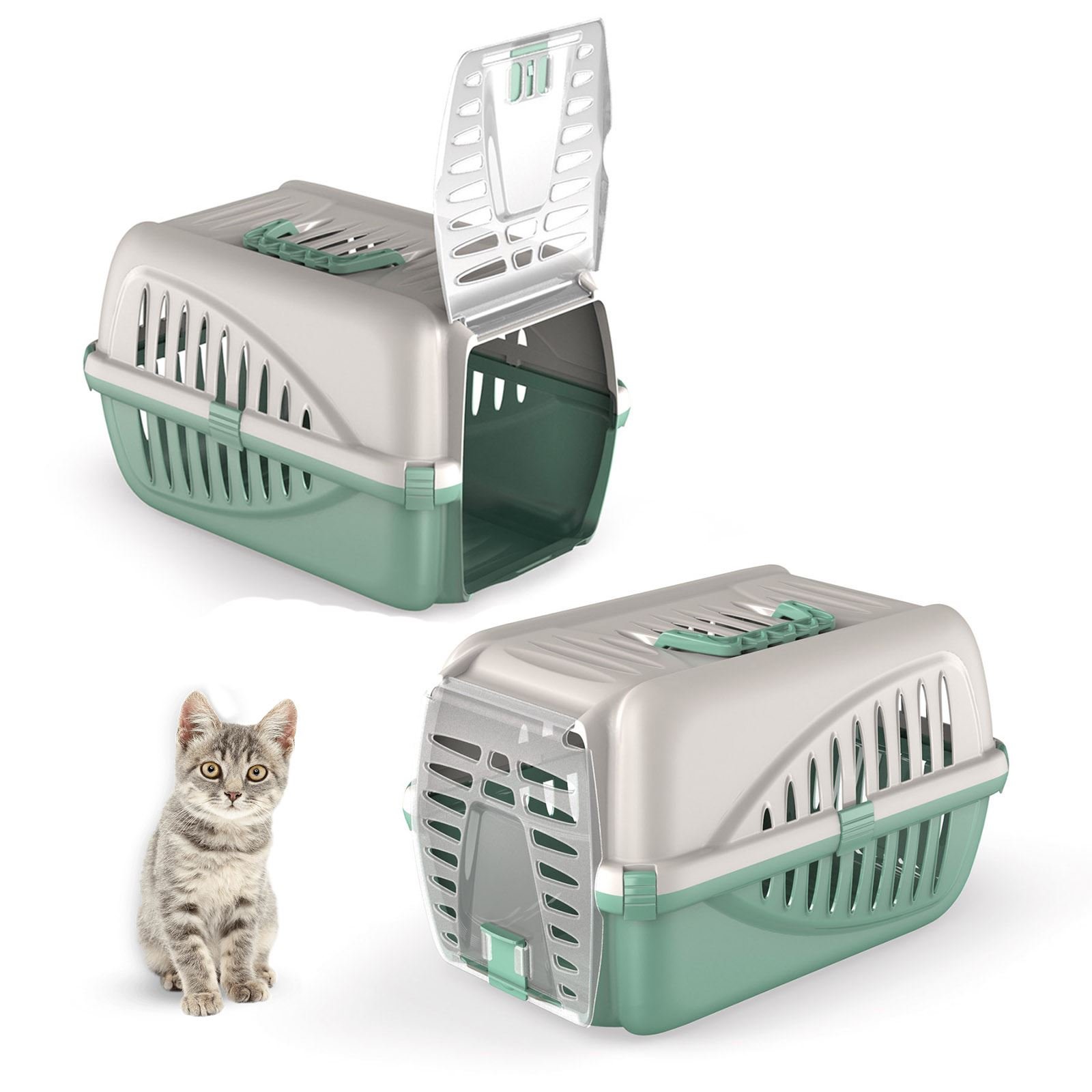 Premium Green Pet Carrier Kitten Dog Animal Transport Travel Box Cage