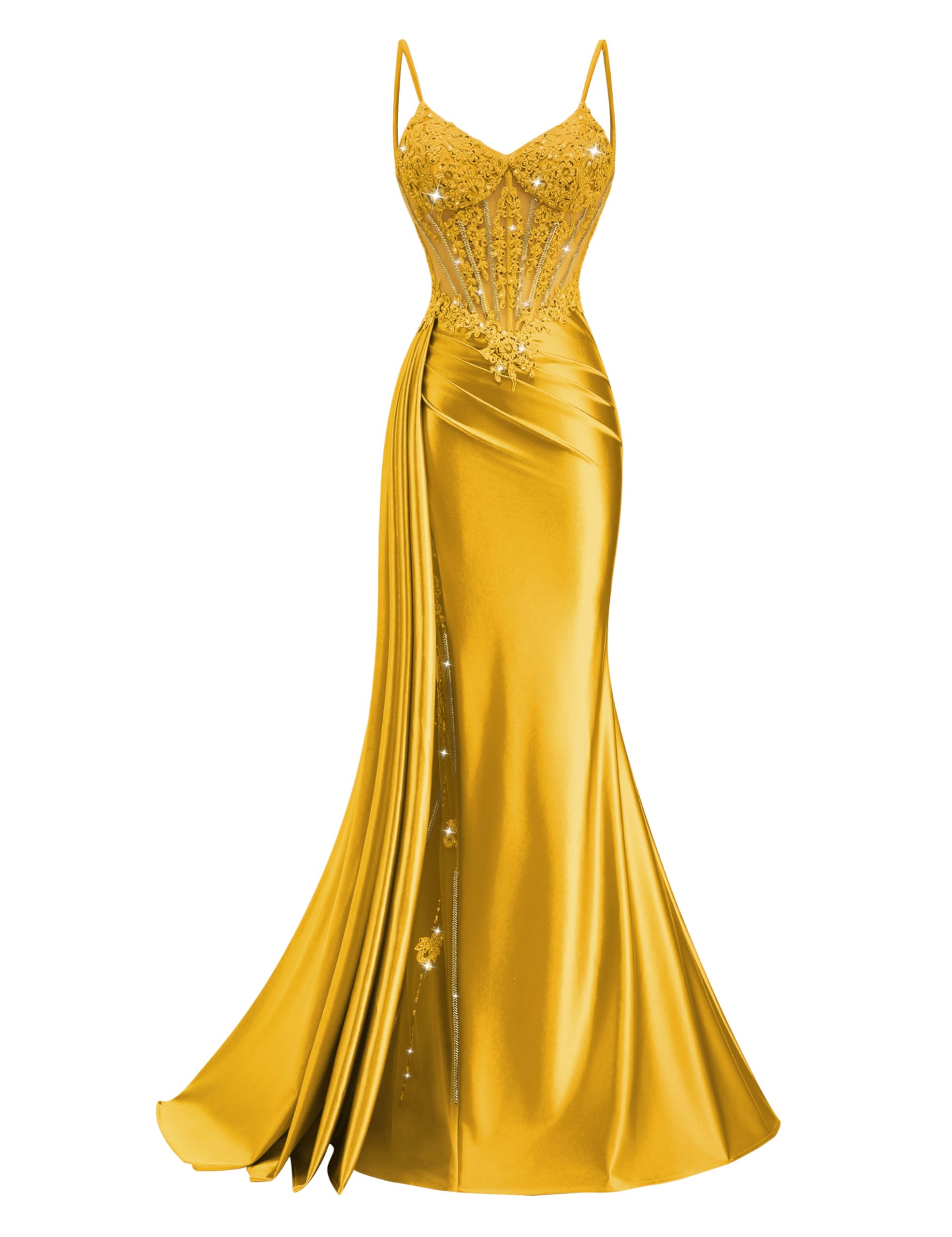 V Neck Satin Prom Dresses 2026 Sparkly Lace Appliques Cocktail Formal Gowns with Train