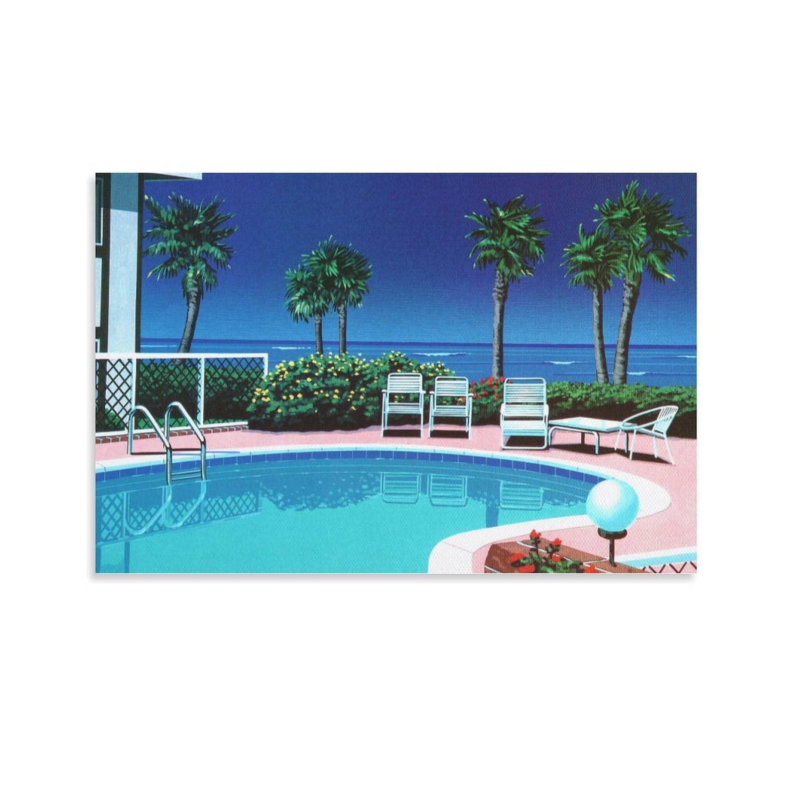 Toile piscine tropicale style Hiroshi Nagai impression premium 50x75 - 8