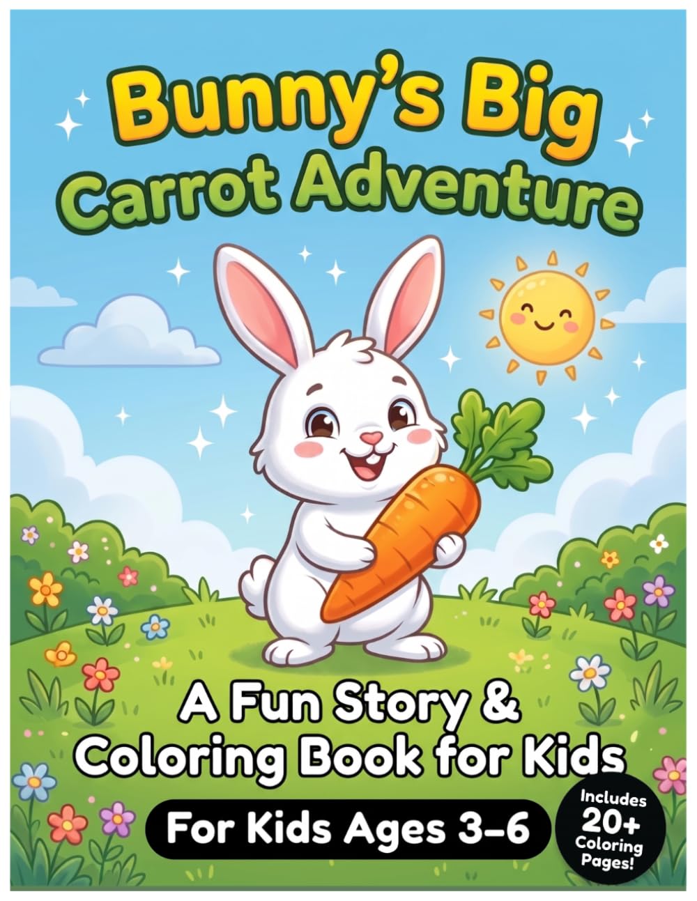 Bunny’s Big Carrot Adventure: A Fun Story & Coloring Book for Kids Ages 3–6