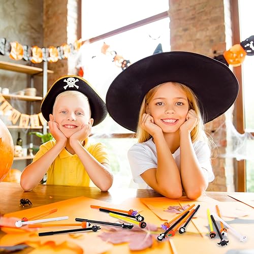 Miniatura 7 de Pasimy 100 bolígrafos de Halloween divertidos de dibujos animados a granel con recambios, calabaza, bruja, cráneo, cabeza de fantasma, murciélago,