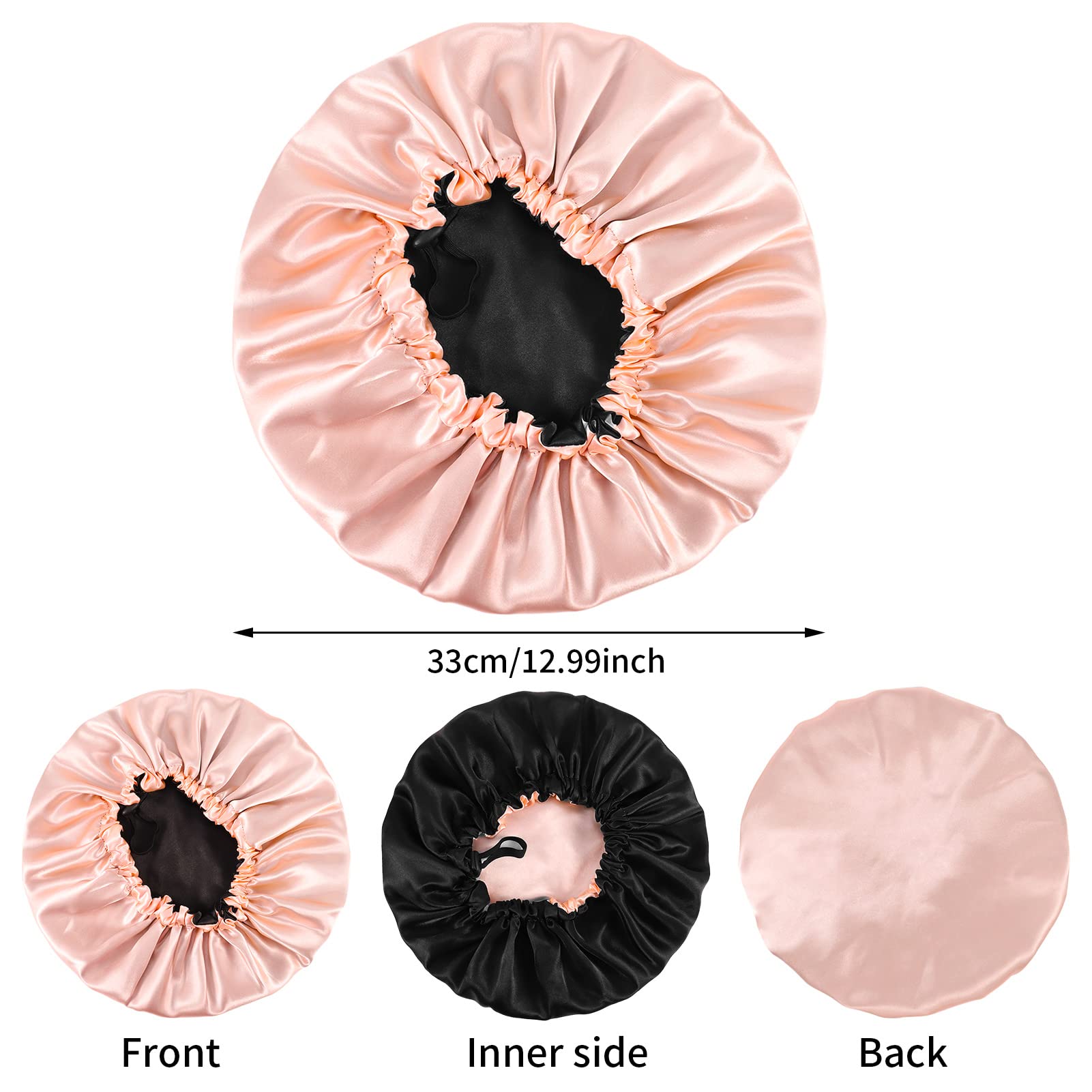 2 Stück Damen Seidenhaube zum Schlafen Große Silk Bonnet Verstellbare Satin Haarhaube Rutschfest Schlafhaube für die Nacht Doppellagig Schlafhaube Haare Schützen